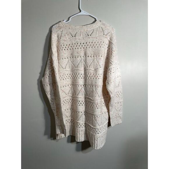 Sundance Minnie V Neck Confetti Open Knit Sweater in Ivory - Picture 7 of 11